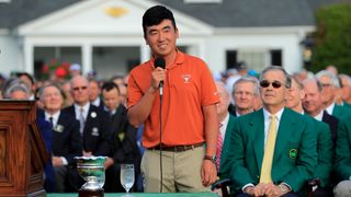 Doug Ghim talks at the 2018 Masters