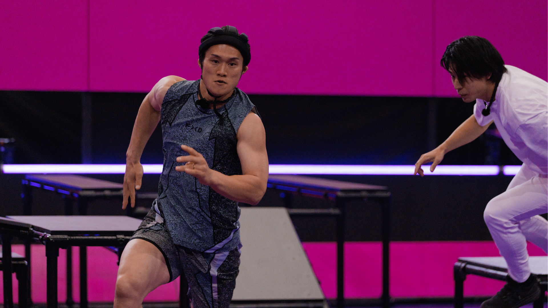 Two Japanese men compete in a race, in Netflix&#039;s &#039;Final Draft.&#039;
