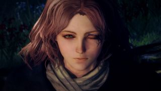 Elden Ring screenshot showing Melina, a young woman with short coppery hair and one eye