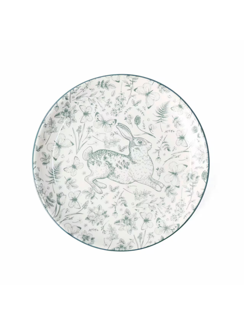 8.5" Green Bunny Ceramic Plate 
