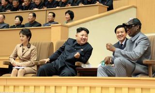 Kim Jong Un with Dennis Rodman during one of the retired NBA player’s visits to North Korea