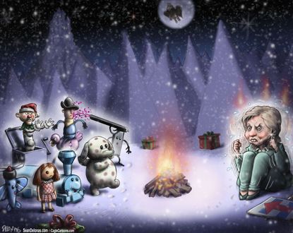 Political cartoon U.S. Hillary Clinton Christmas misfit