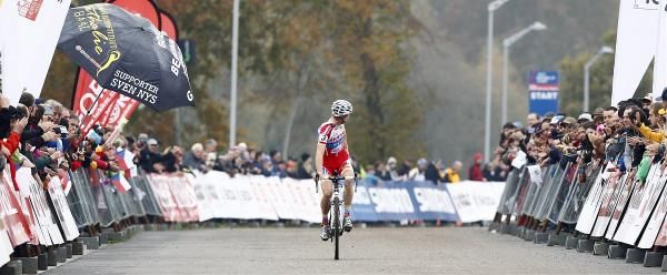 Kevin Pauwels (Sunweb-Revor) glances back to make sure there are no surprises during his victory celebration.