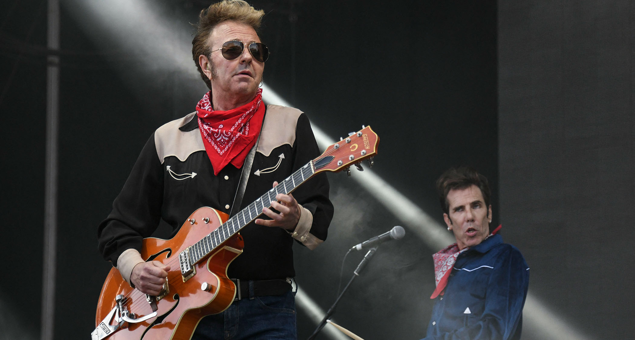 Brian Setzer rocks out with the Stray Cats onstage
