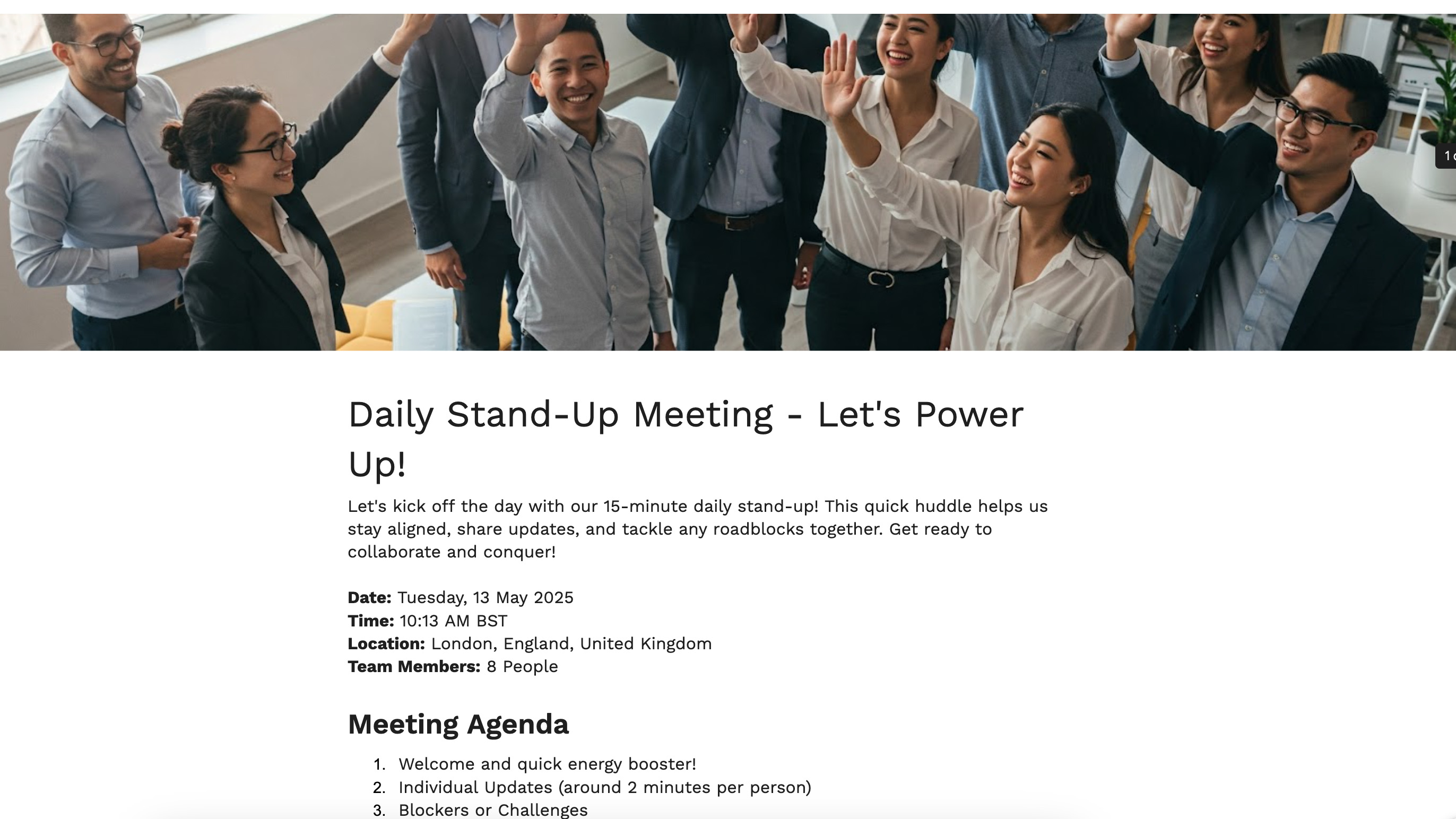 A Google Gemini created Stand up document