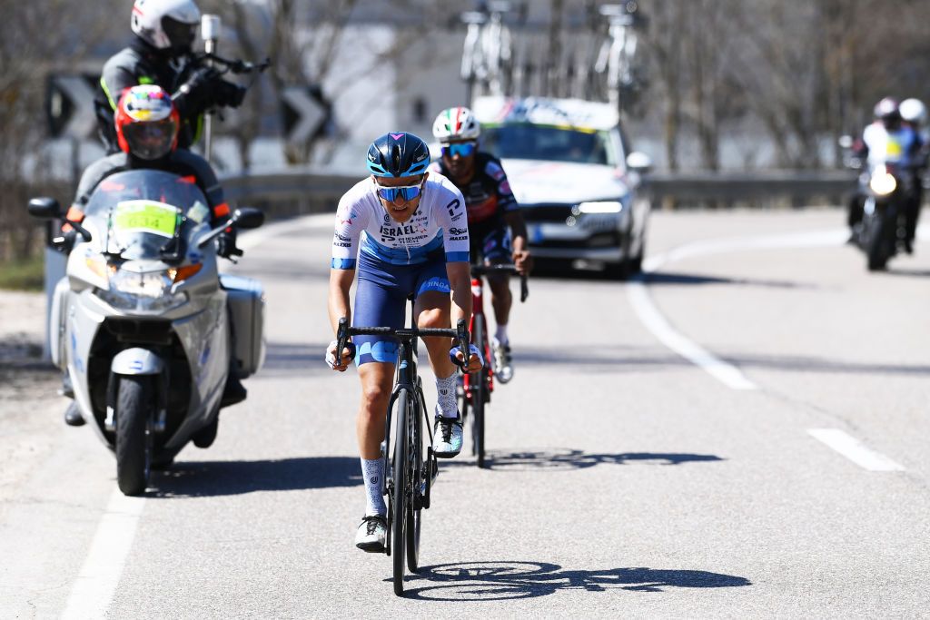 James Piccoli of Israel-Premier Tech on a climb at Tour of the Alps