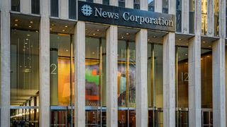 Main entrance to News Corporation / Fox News headquarters in New York.