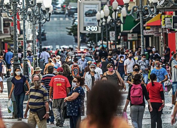 A crowded street in Brazil.