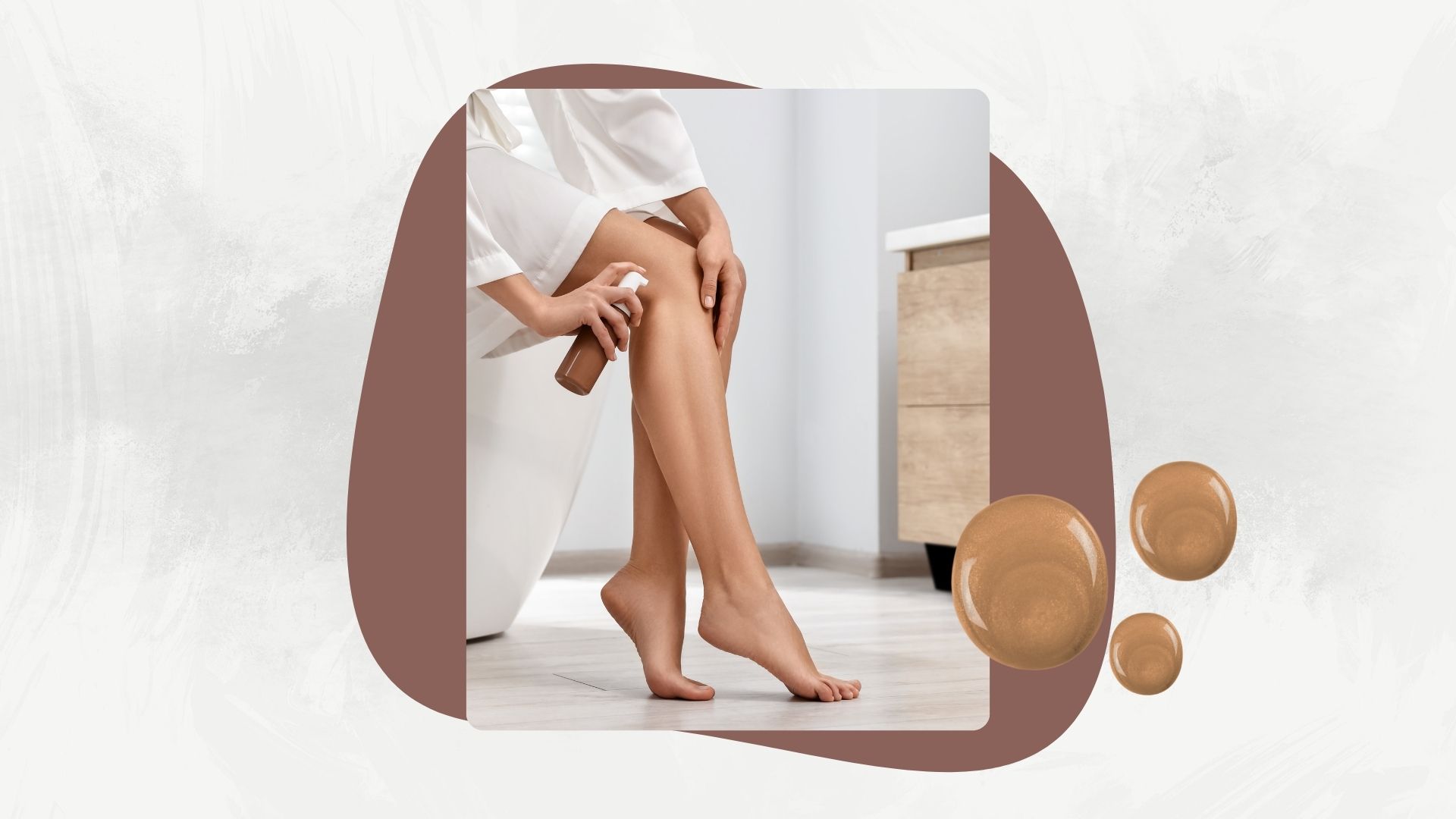 woman fake tanning legs collage 