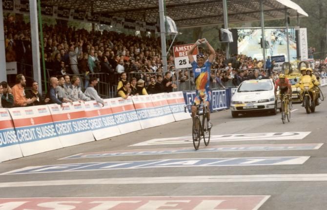 Johan Museeuw (Belgium) can hardly believe he's win the 1996 World Championships