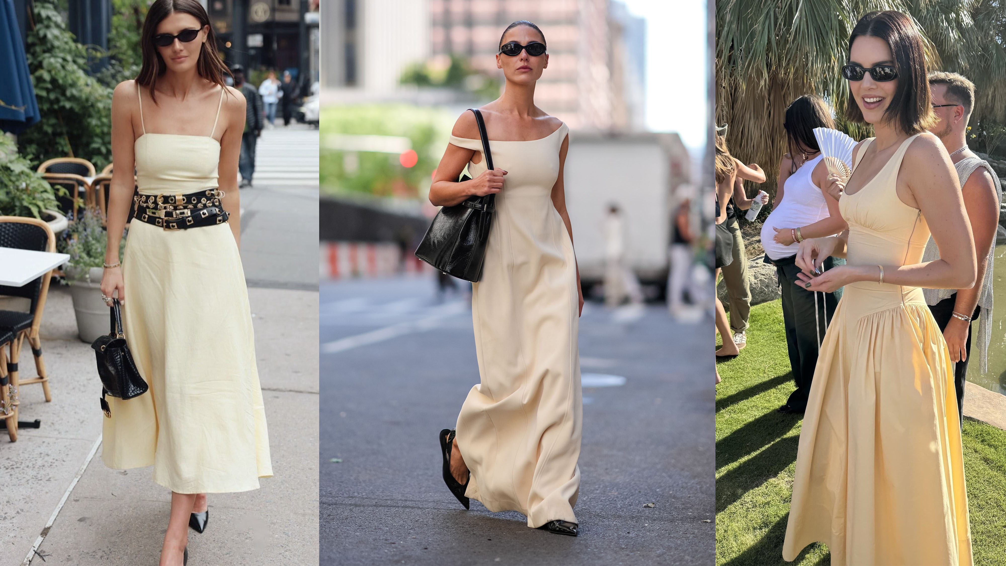 Women in butter yellow dresses.