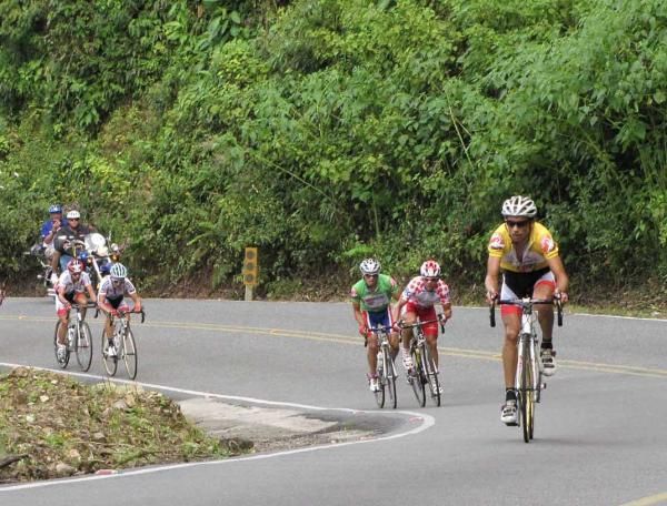 Janier Acevedo (Greatwall-Indeportes Antioquia) slips off the front of the break-away riders on a climb.