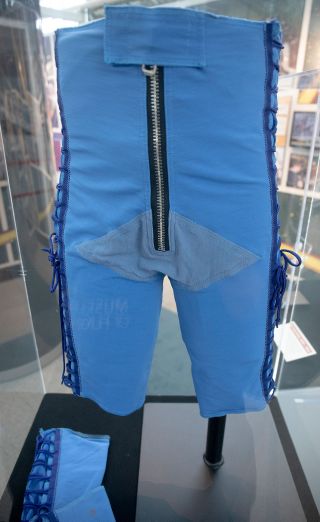 Antigravity suit: NASA astronaut Michael Barratt's Russian Kentavr shorts, which helped prevent him fainting after landing from the International Space Station in 2009. The space artifact is one of the examples of aerospace medicine on display in "Stranger Than Fiction" at The Museum of Flight in Seattle.