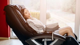 woman relaxing in massage chair