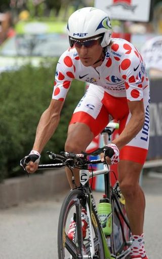 Franco Pellizotti (Liquigas) gets away in the time trial.