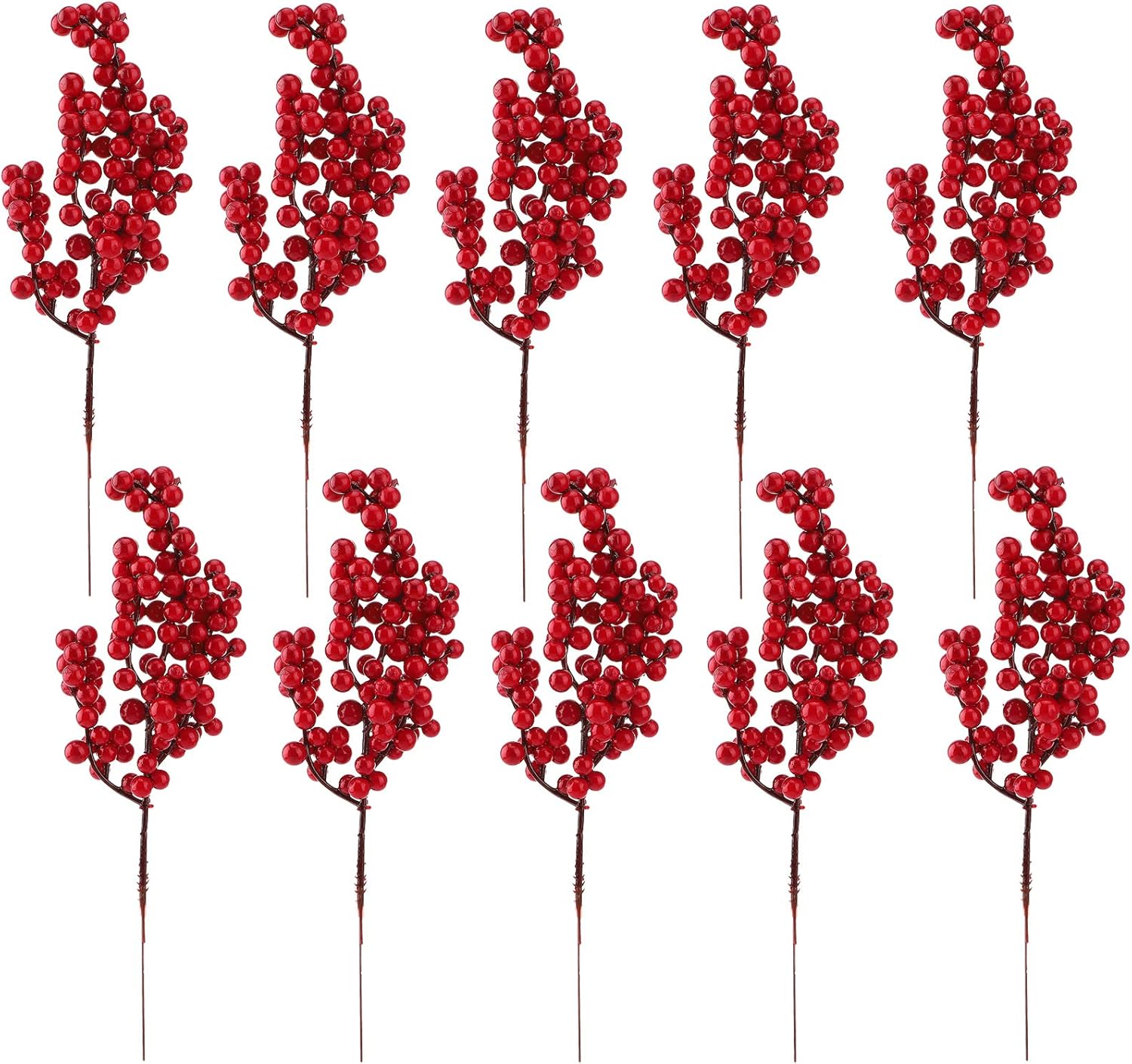 10 Pcs Artificial Red Berries Christmas Decorations Lifelike Simulation Fake Fruits Berry Stems Model for Christmas Flowers Foliage Artificial Wreaths, Faux Fruit for Home Kitchen Party Decoration