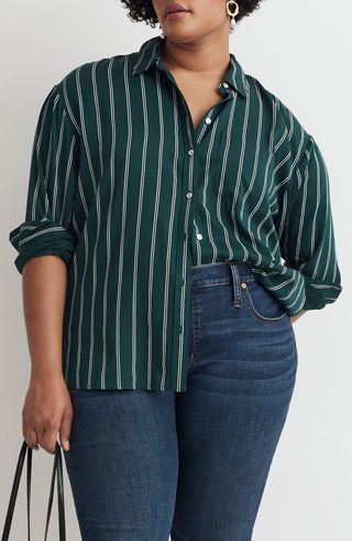 Oversize Satin Boyfriend Button-Up Shirt