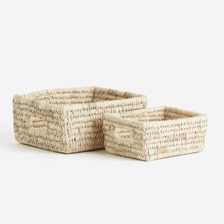 Two-Piece Straw Storage Basket Set