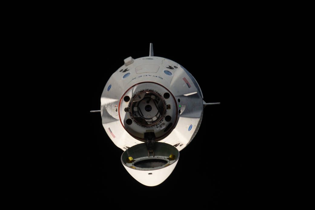 SpaceX&#039;s Crew Dragon spacecraft approaches the International Space Station on March 3, 2019, on the capsule&#039;s uncrewed Demo-1 mission. 