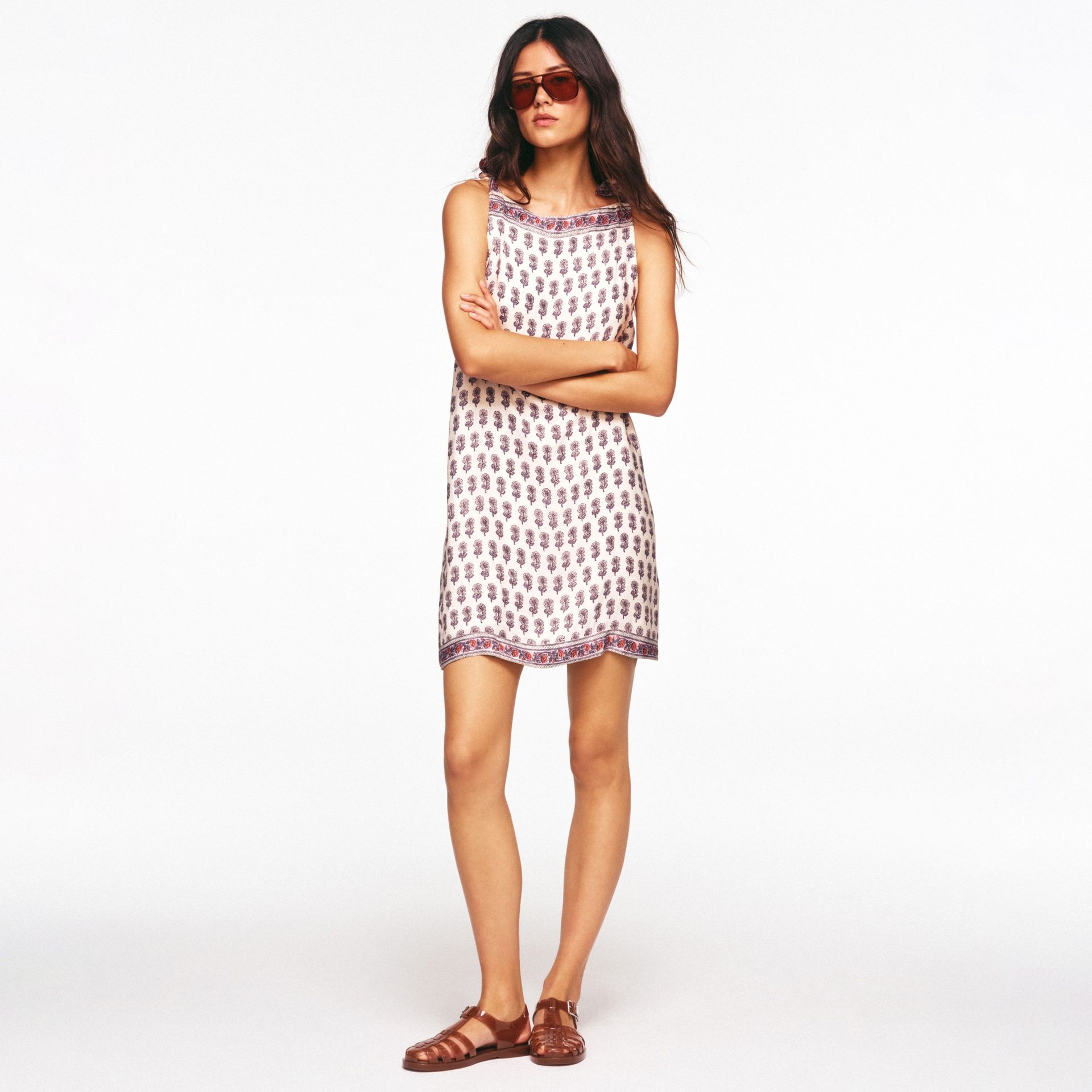 Sadie Mini Dress in Lilac Block Print