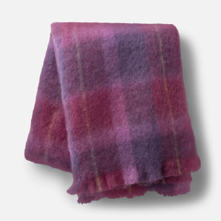 purple plaid mohair blanket