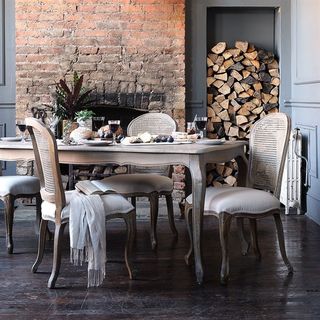 gorgeous wood and fabric dining set from the cotswold company
