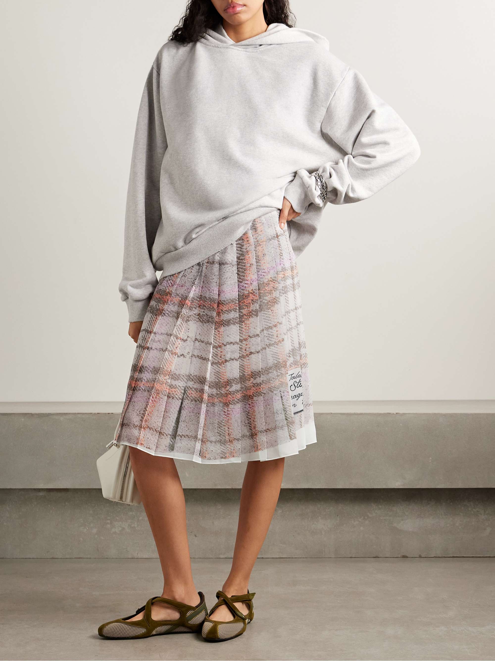 Pleated Printed Crepe De Chine Skirt