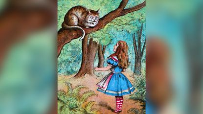 'Alice and the Cheshire Cat', c1910. From Alice in Wonderland, by Lewis Carroll.