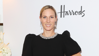 Zara Tindall attends a VIP breakfast celebrating the relaunch of Rebecca Vallance at Harrods on November 14, 2023 in London, England