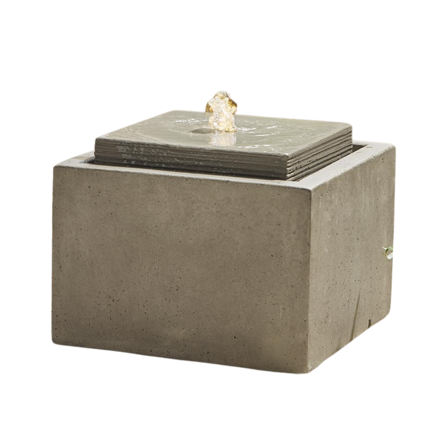 A concrete square fountain