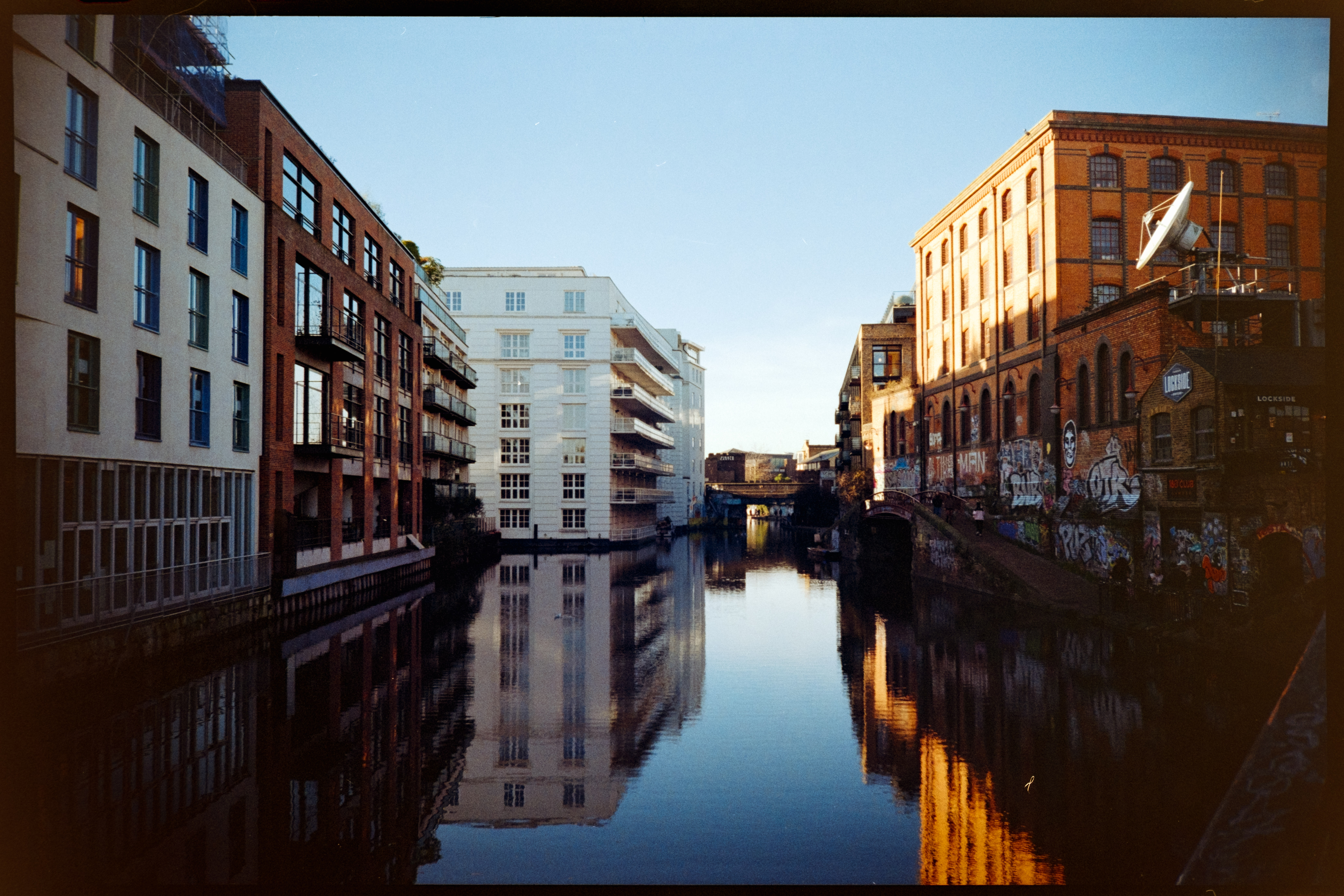 Warehouse of buildings surrounding a canal