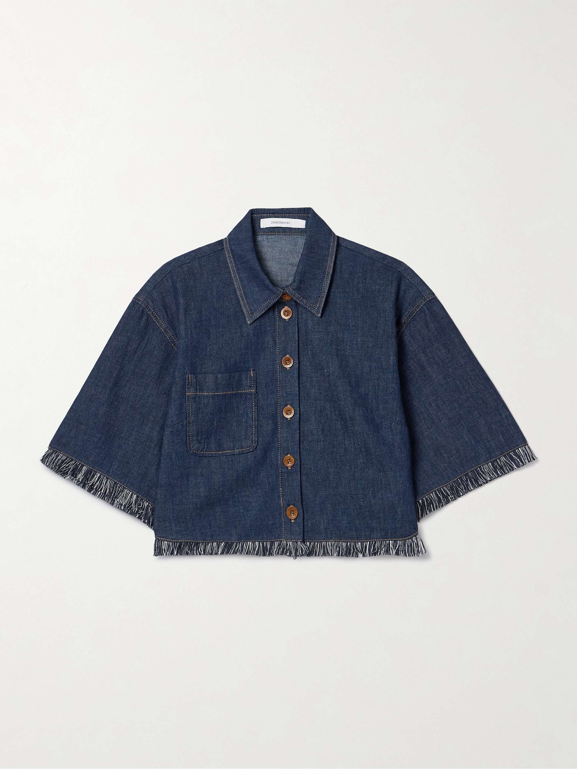 Rhiannon Cropped Frayed Denim Shirt