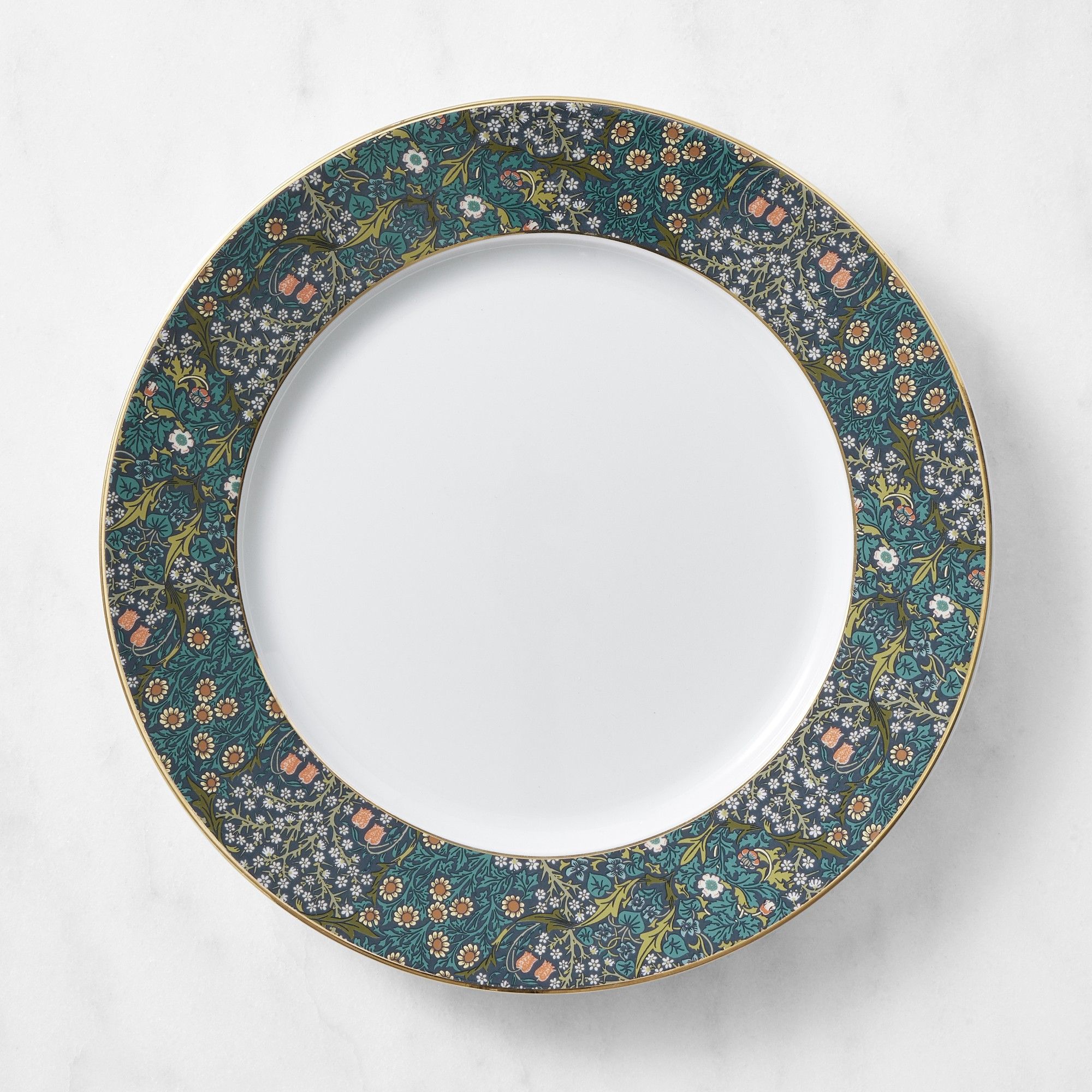 White dinner late with blue botanical trim