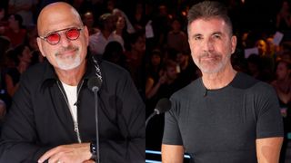 Howie Mandel and Simon Cowell are shown on America's Got Talent.