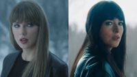 From left to right: Taylor Swift in the Patient Zero video and Dakota Johnson in Verity. 