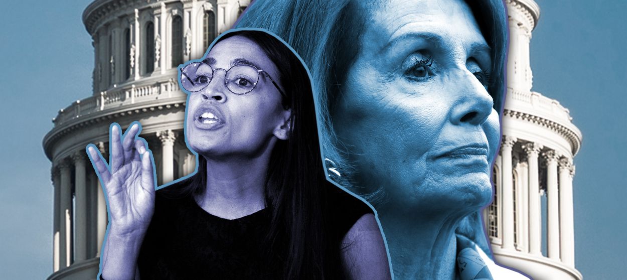 Nancy Pelosi and Alexandria Ocasio-Cortez.