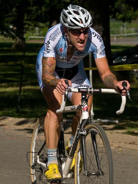 Adam Myerson (Cycle-Smart) set a blistering pace hoping it would keep Frattini from rejoining the break.