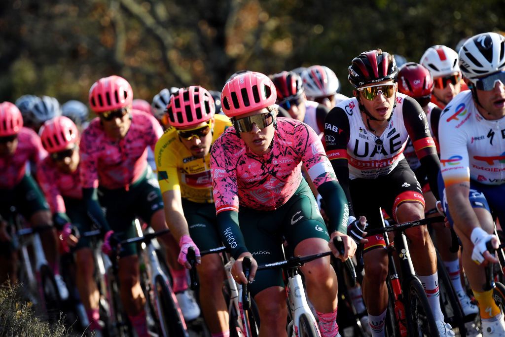 GARD FRANCE FEBRUARY 05 Michael Valgren Andersen of Denmark and Team EF Education Easypost competes during the 52nd toile De Bessges Tour Du Gard 2022 Stage 4 a 145km stage from Saint Hilaire de Brethmas to Mont Bouqueton 617m EDB2022 February 05 2022 in Gard France Photo by Luc ClaessenGetty Images