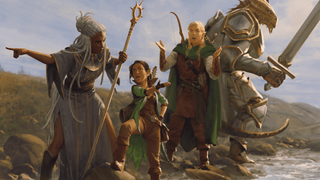 Several adventurers bicker and argue about how to cross a river in Dungeons &amp; Dragon&#039;s 2024 ruleset.