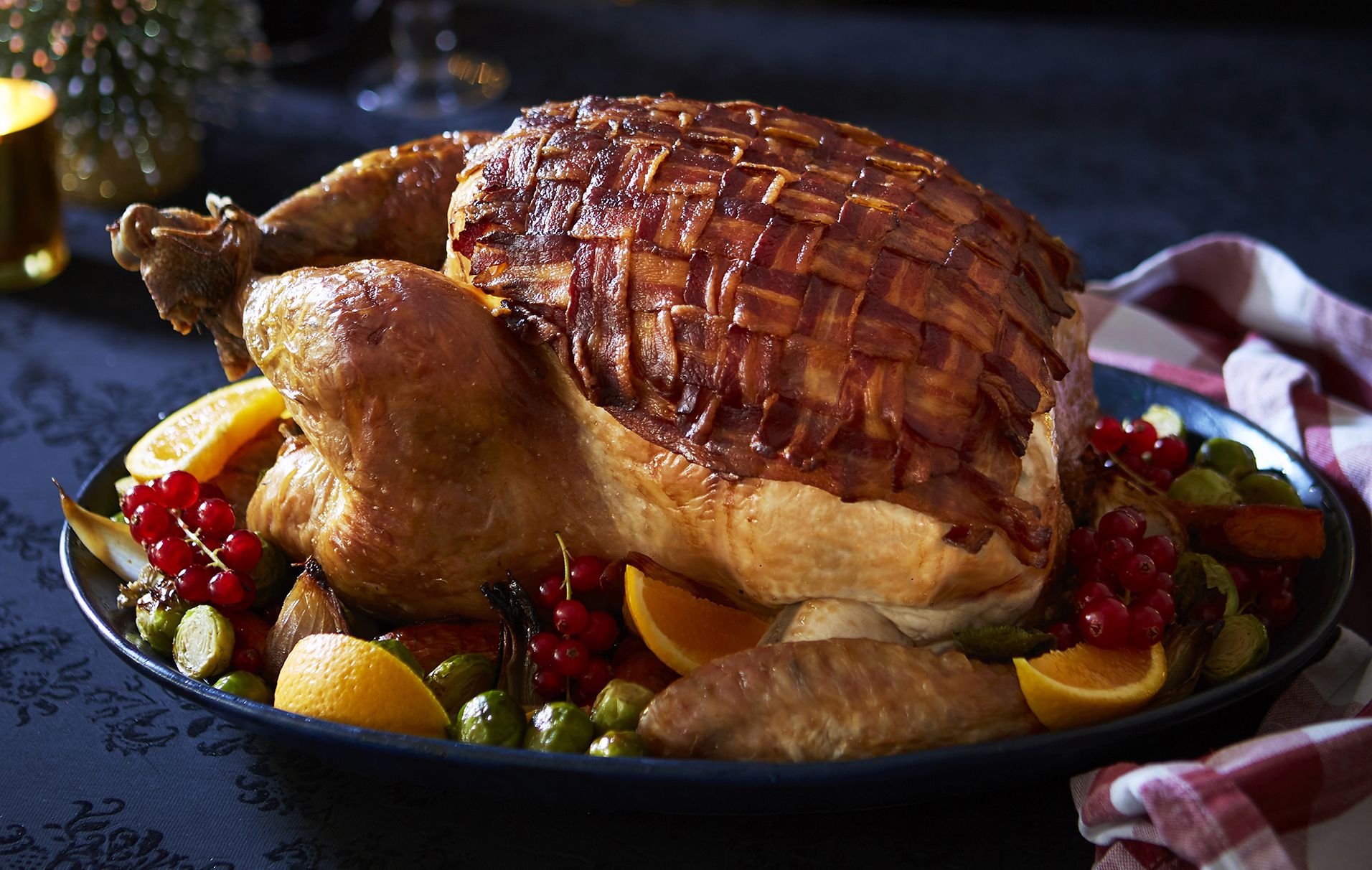 Turkey topped with bacon recipe