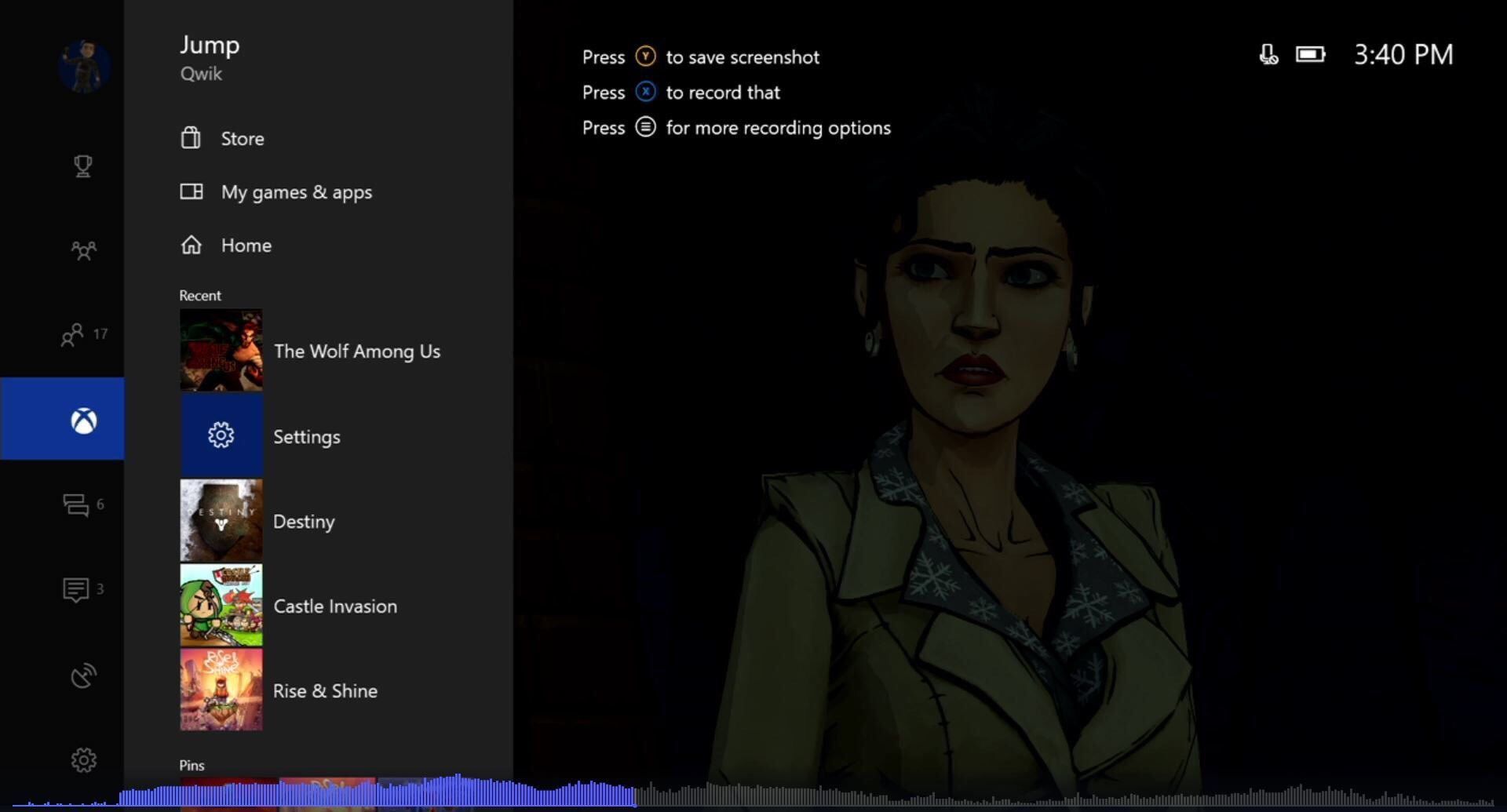 Here's the new Xbox Guide Menu accessible via a single button tap ...