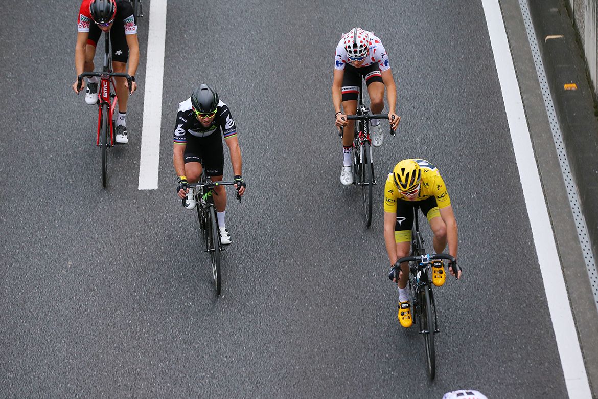 Mark Cavendish, Warren Barguil and Chris Froome at the 2017 Saitama Criterium.