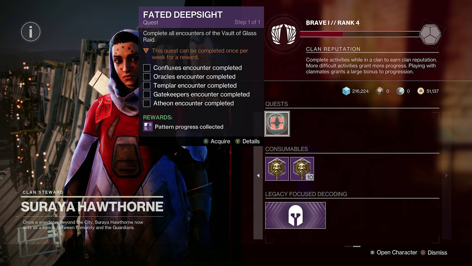 Destiny 2 For the Bird triumph Fated Deepsight quest from Hawthorne