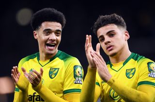Jamal Lewis (left) hit the winner as Norwich beat Leicester at Carrow Road last Friday.