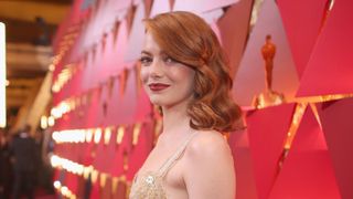 emma stone at the 89th annual academy awards on the red carpet