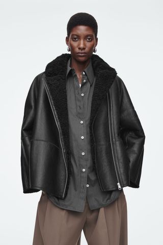 Oversized Shearling Aviator Jacket