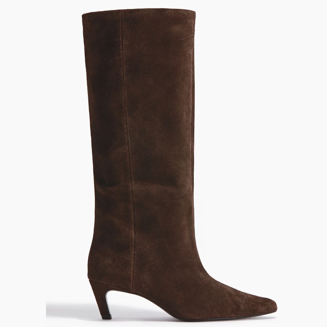 H&amp;amp;M Suede Knee-High Kitten-Heel Boots