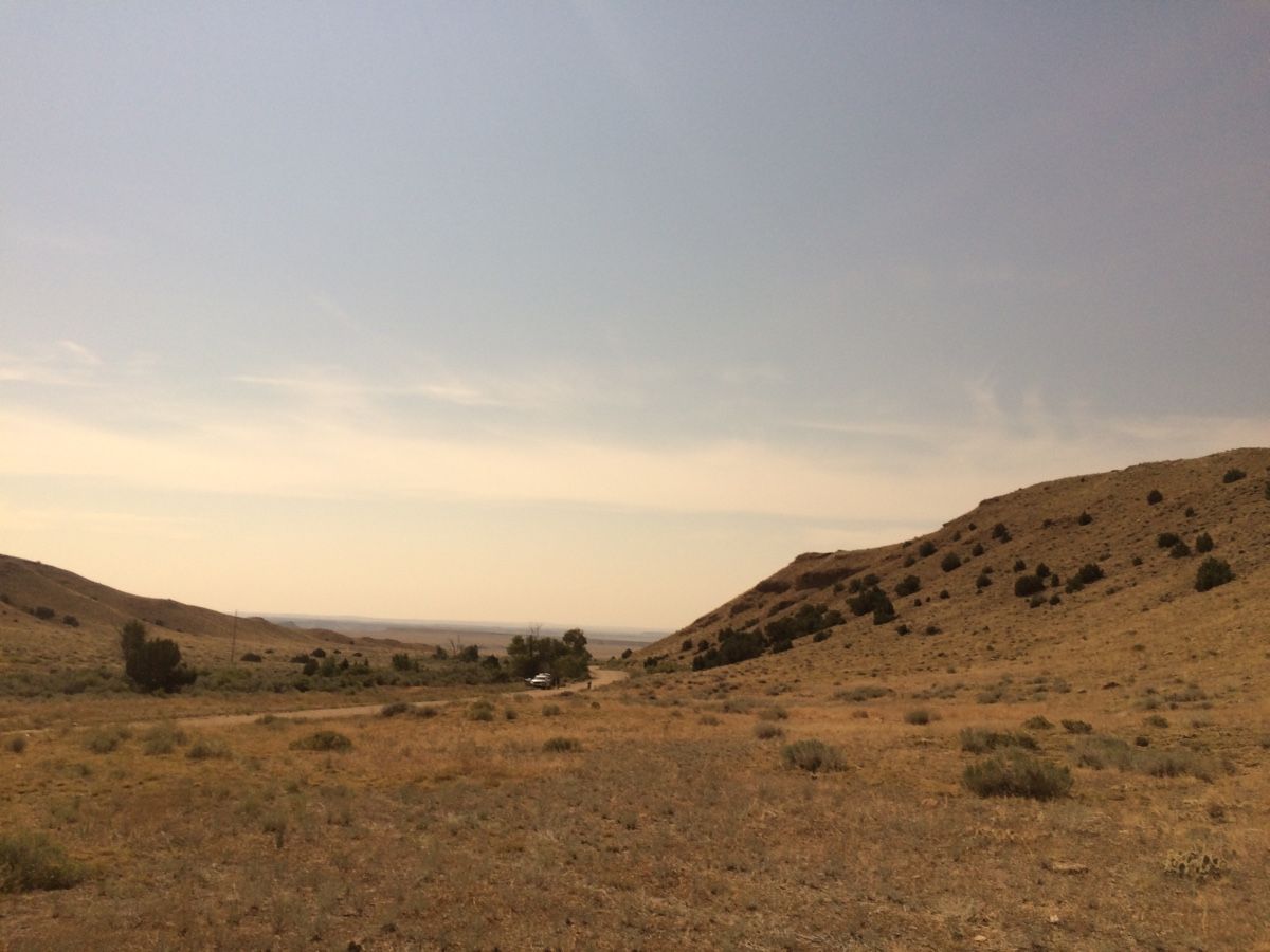 Just south of Thermopolis, Wyoming, just a minute or so before totality, during the solar eclipse, the sky started to dim.