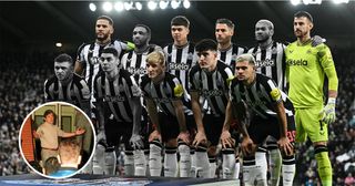 Newcastle United team photograph with Kieran Trippier, Miguel Almiron, Callum Wilson and Joelinton's faces greyed out