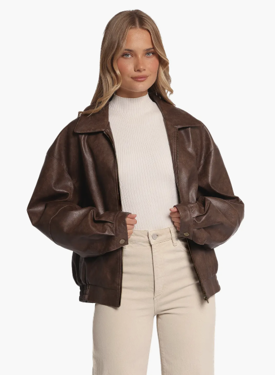 Petal &amp;amp; Pup, Zoe Faux Leather Bomber Jacket